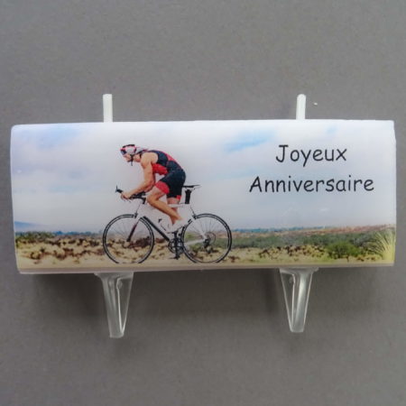 Bougie Création "Joyeux Anniversaire" Cycliste