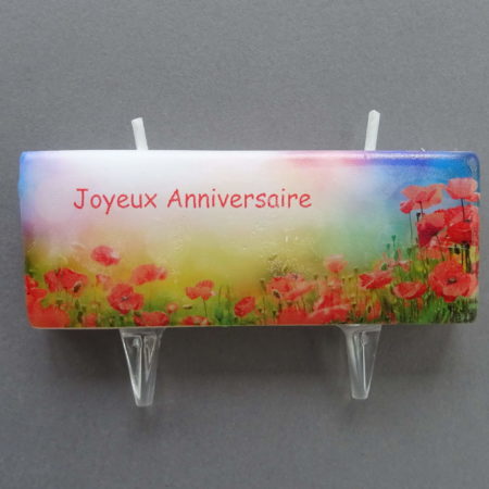 Bougie Création "Joyeux Anniversaire" Coquelicots