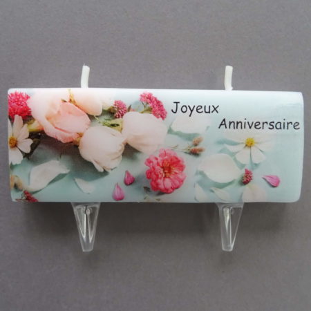 Bougie Création "Joyeux Anniversaire" Bouquet de Fleurs