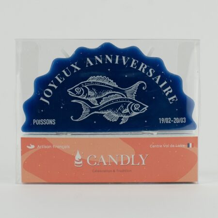 Bougie signe du Zodiaque - Joyeux Anniversaire, Poissons