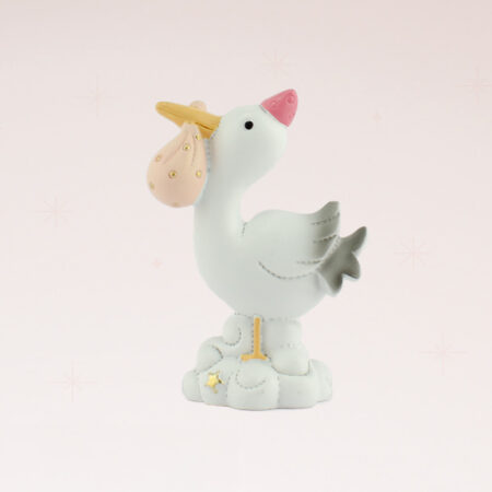 Figurine Cigogne baptême fille