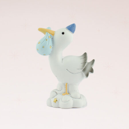 Figurine Cigogne baptême garçon